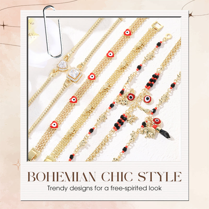 ✨Perfektes Geschenk💕Armband im Bohème-Stil mit Anhängern vom bösen Blick und Elefanten