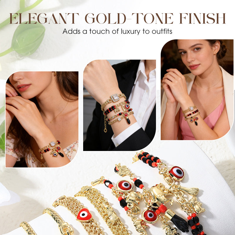 ✨Perfektes Geschenk💕Armband im Bohème-Stil mit Anhängern vom bösen Blick und Elefanten