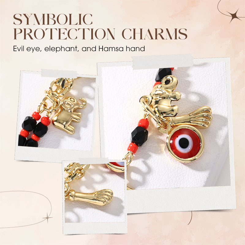 ✨Perfektes Geschenk💕Armband im Bohème-Stil mit Anhängern vom bösen Blick und Elefanten
