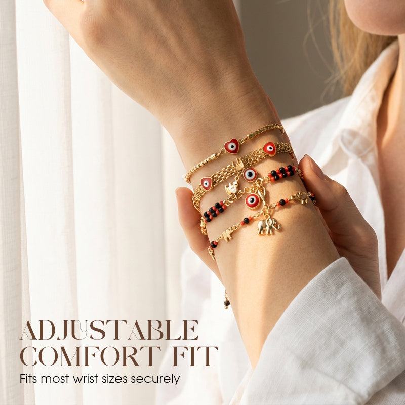 ✨Perfektes Geschenk💕Armband im Bohème-Stil mit Anhängern vom bösen Blick und Elefanten