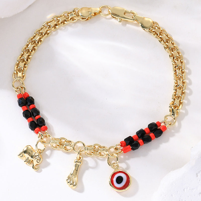 ✨Perfektes Geschenk💕Armband im Bohème-Stil mit Anhängern vom bösen Blick und Elefanten