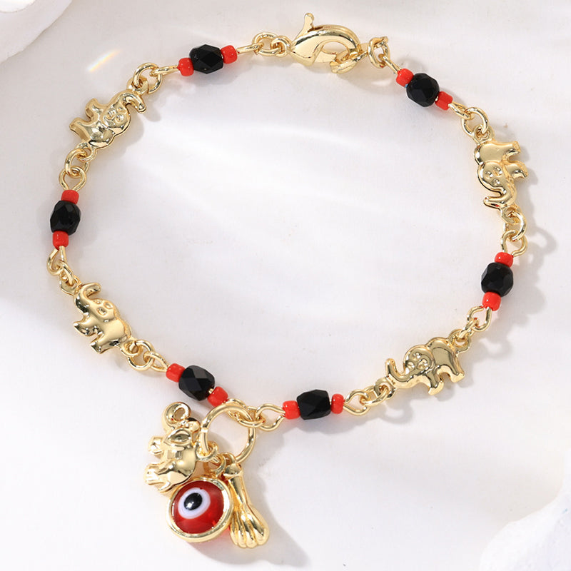 ✨Perfektes Geschenk💕Armband im Bohème-Stil mit Anhängern vom bösen Blick und Elefanten