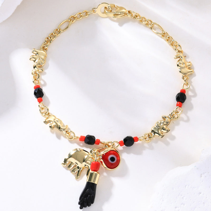 ✨Perfektes Geschenk💕Armband im Bohème-Stil mit Anhängern vom bösen Blick und Elefanten