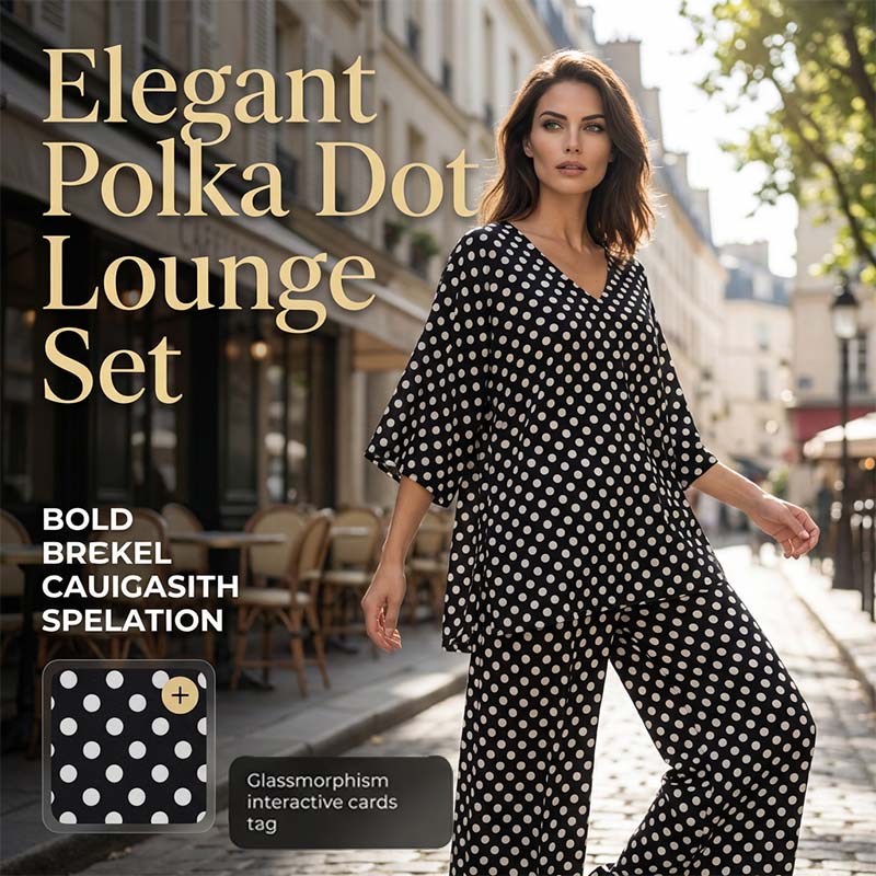 2-teiliges Set mit V-Ausschnitt und Polka-Dots