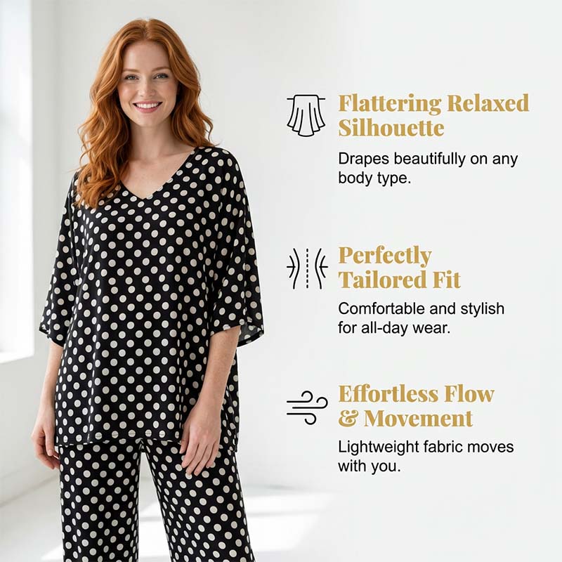2-teiliges Set mit V-Ausschnitt und Polka-Dots