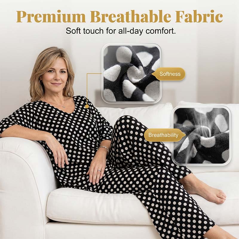 2-teiliges Set mit V-Ausschnitt und Polka-Dots