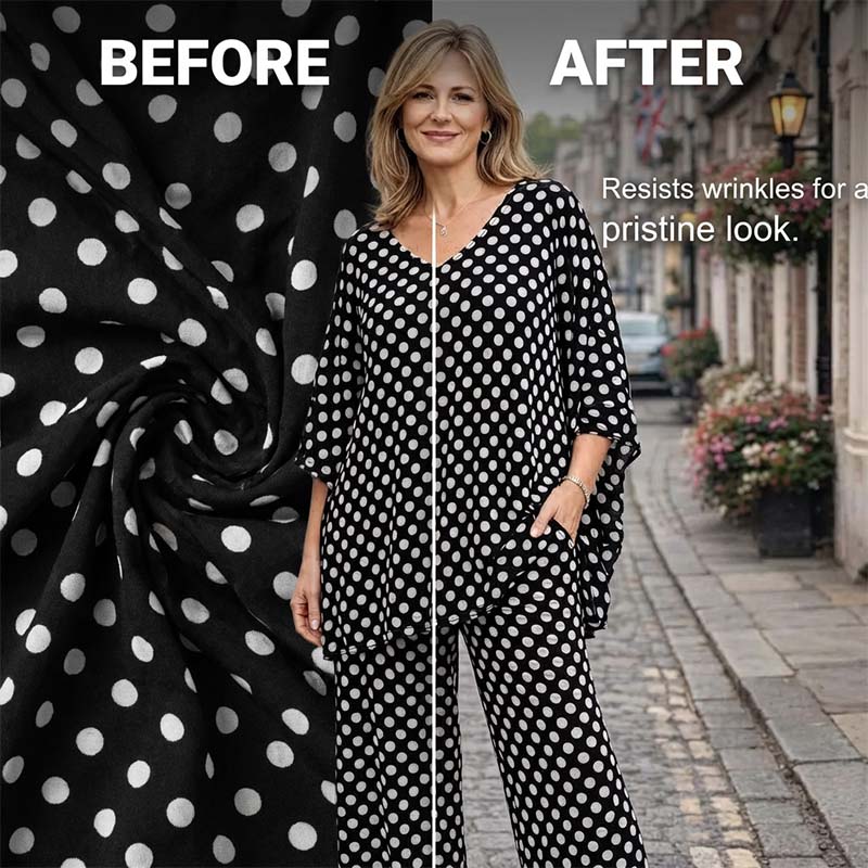 2-teiliges Set mit V-Ausschnitt und Polka-Dots