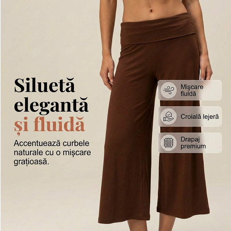 Lässige, weiche, elastische Damenhose mit weitem Bein