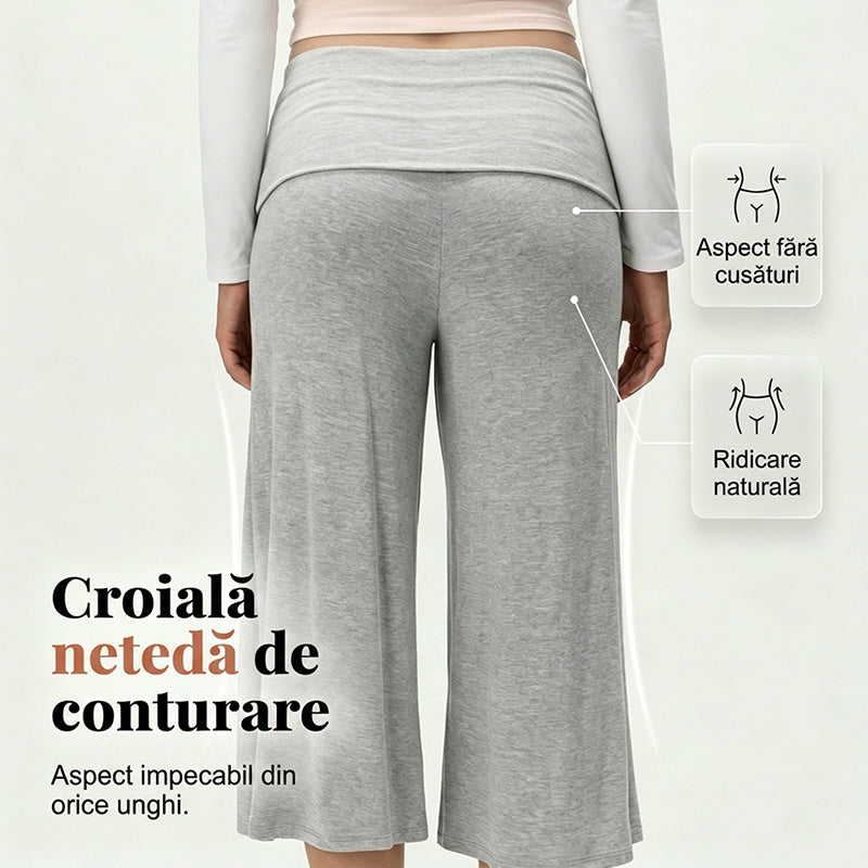 Lässige, weiche, elastische Damenhose mit weitem Bein
