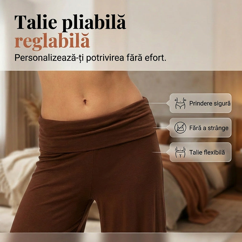 Lässige, weiche, elastische Damenhose mit weitem Bein