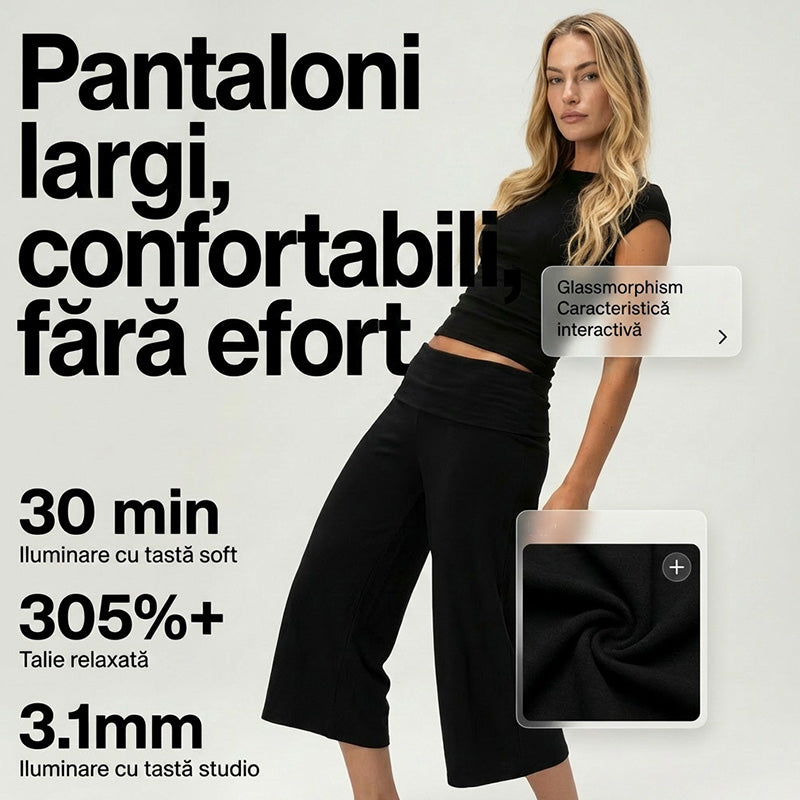 Lässige, weiche, elastische Damenhose mit weitem Bein