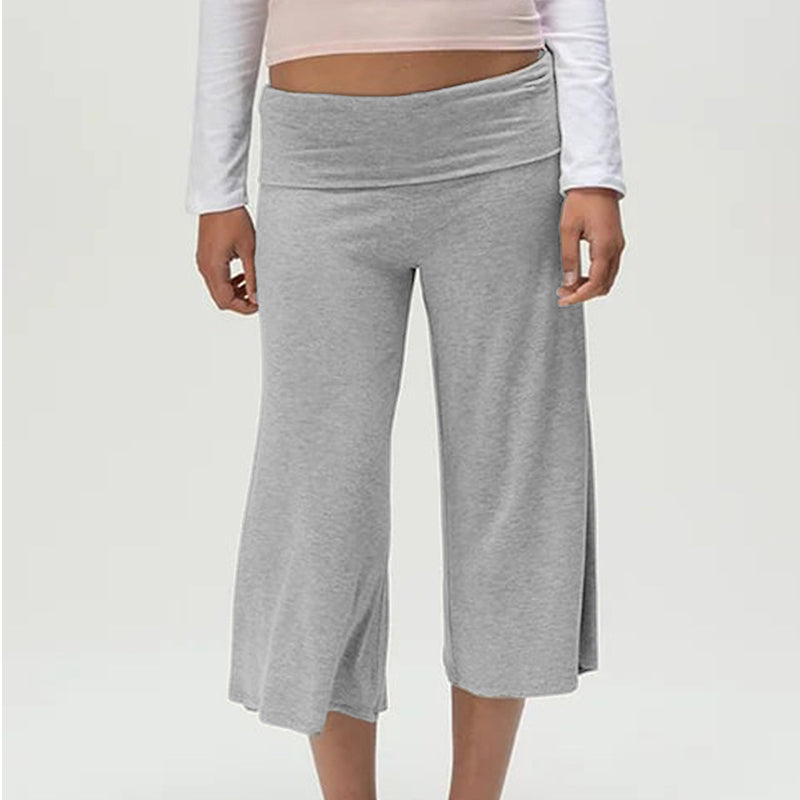 Lässige, weiche, elastische Damenhose mit weitem Bein