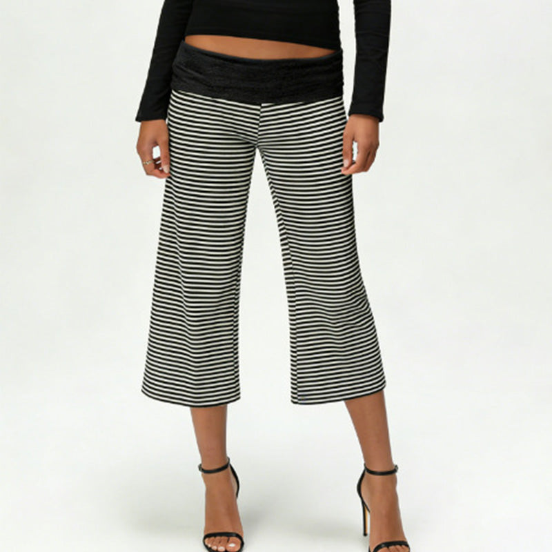Lässige, weiche, elastische Damenhose mit weitem Bein