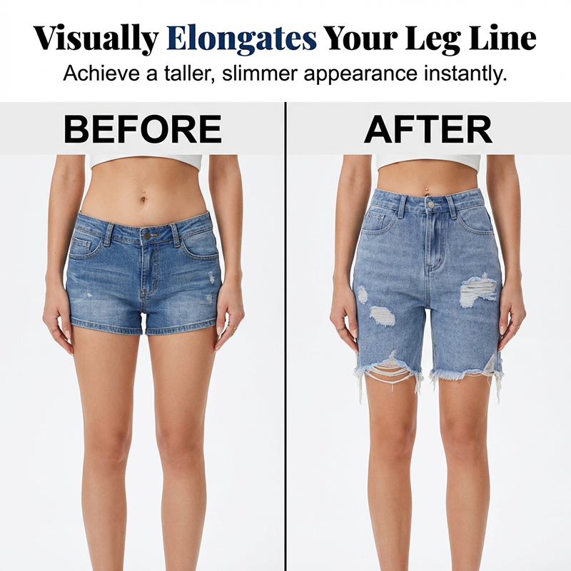 Women's Ripped High-Waist Denim Bermuda Shorts
