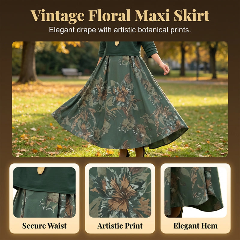 Women's Mid-Length Sleeve Blouse and Printed Dress Set