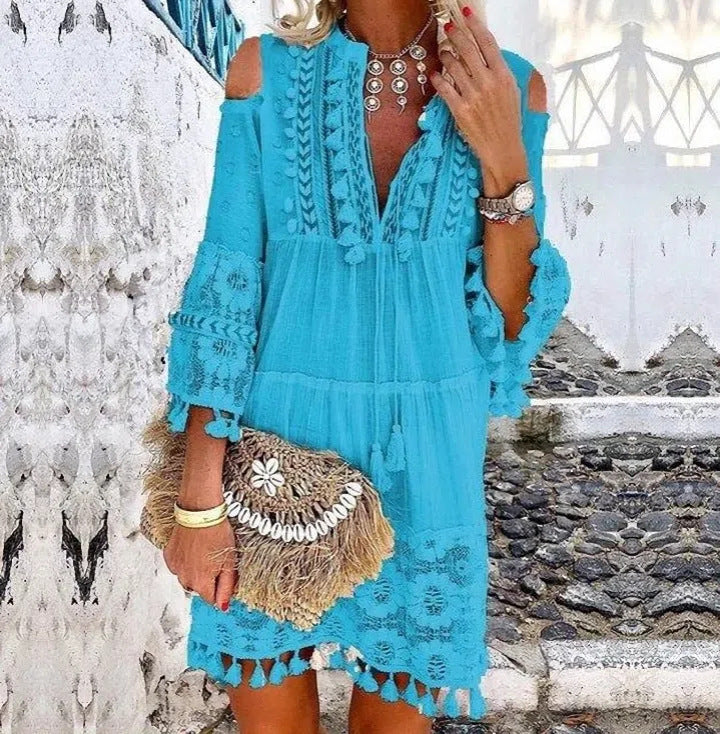 👗🔥 50% RABATT ☀️ Damen Sommerkleid aus Baumwolle & Leinen 🌿 mit Stickerei – luftig, elegant & UV-schützend ✨