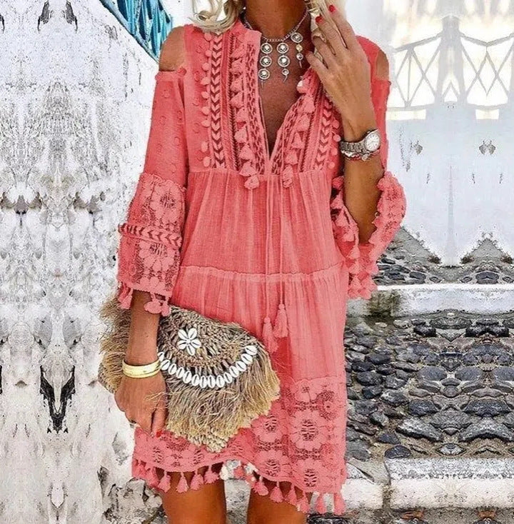👗🔥 50% RABATT ☀️ Damen Sommerkleid aus Baumwolle & Leinen 🌿 mit Stickerei – luftig, elegant & UV-schützend ✨