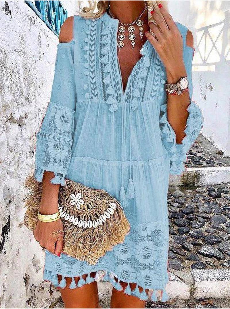 👗🔥 50% RABATT ☀️ Damen Sommerkleid aus Baumwolle & Leinen 🌿 mit Stickerei – luftig, elegant & UV-schützend ✨