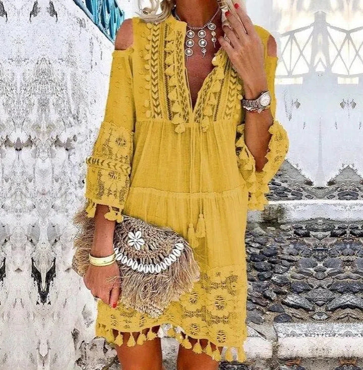 👗🔥 50% RABATT ☀️ Damen Sommerkleid aus Baumwolle & Leinen 🌿 mit Stickerei – luftig, elegant & UV-schützend ✨