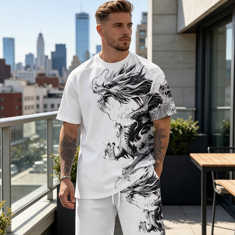 Herren Freizeit-Set – T-Shirt mit Print & Shorts – bequem, atmungsaktiv & vielseitig – ideal für Sommer & Alltag