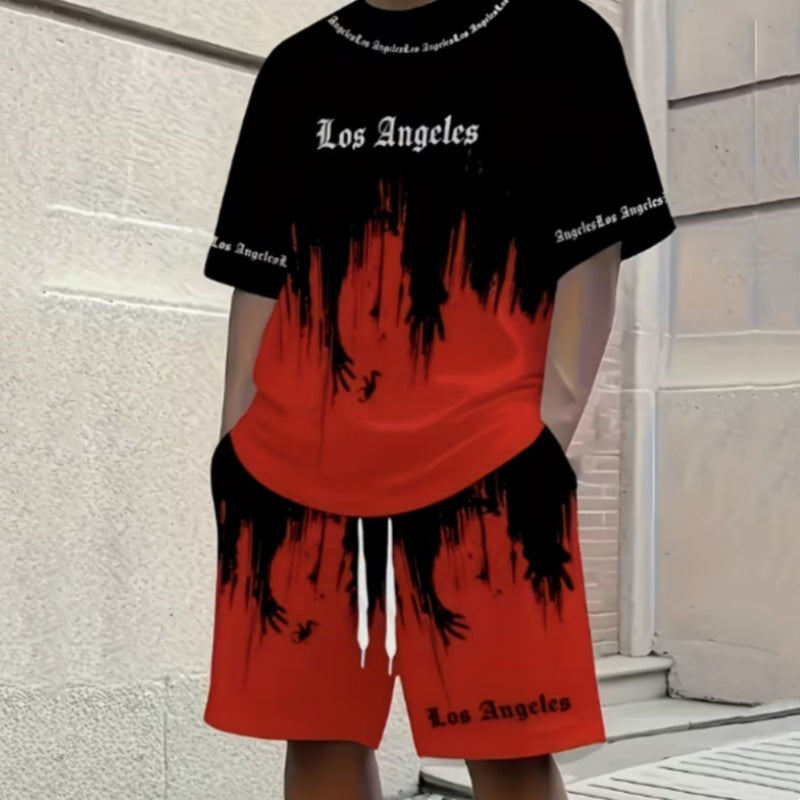 Herren Freizeit-Set – T-Shirt mit Print & Shorts – bequem, atmungsaktiv & vielseitig – ideal für Sommer & Alltag