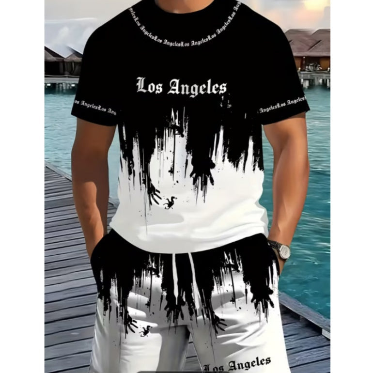 Herren Freizeit-Set – T-Shirt mit Print & Shorts – bequem, atmungsaktiv & vielseitig – ideal für Sommer & Alltag