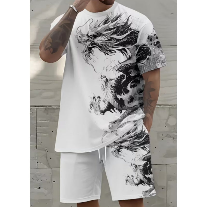 Herren Freizeit-Set – T-Shirt mit Print & Shorts – bequem, atmungsaktiv & vielseitig – ideal für Sommer & Alltag