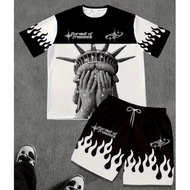 Herren Freizeit-Set – T-Shirt mit Print & Shorts – bequem, atmungsaktiv & vielseitig – ideal für Sommer & Alltag