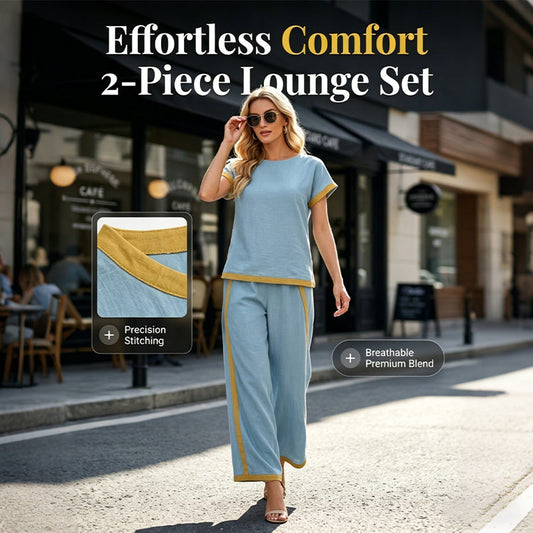 Gluschwein - 👚 50% RABATT! 🌸 Damen Casual Zweiteiler mit Kontrastbesatz – Lässiger Look, Leichter Stoff & Perfekt Für Einen Modischen, Entspannten Auftritt Im Sommer 💃
