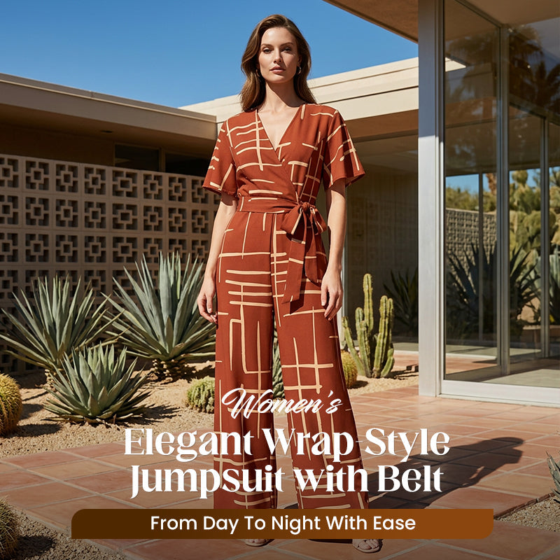🌺Eleganter Wickel-Jumpsuit für Damen mit Gürtel