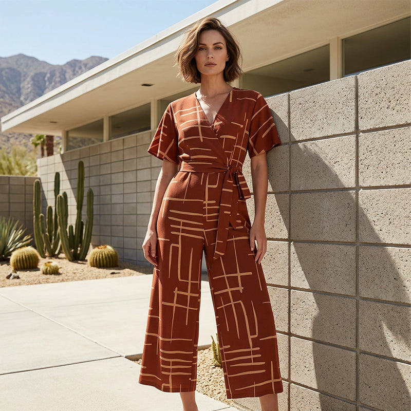 🌺Eleganter Wickel-Jumpsuit für Damen mit Gürtel