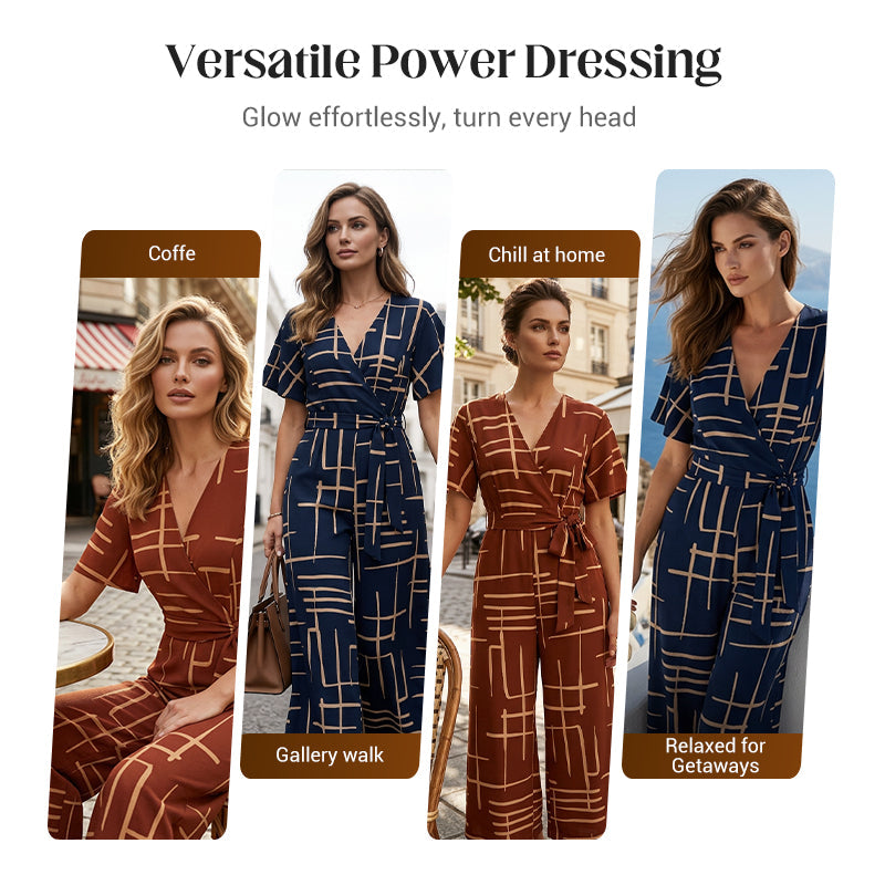🌺Eleganter Wickel-Jumpsuit für Damen mit Gürtel