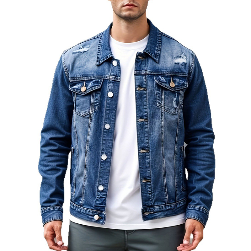 📢🎉50%Rabatt!!!🛍️✨Herren-Freizeit-Denimjacke im Used-Look mit Vintage-Wäsche