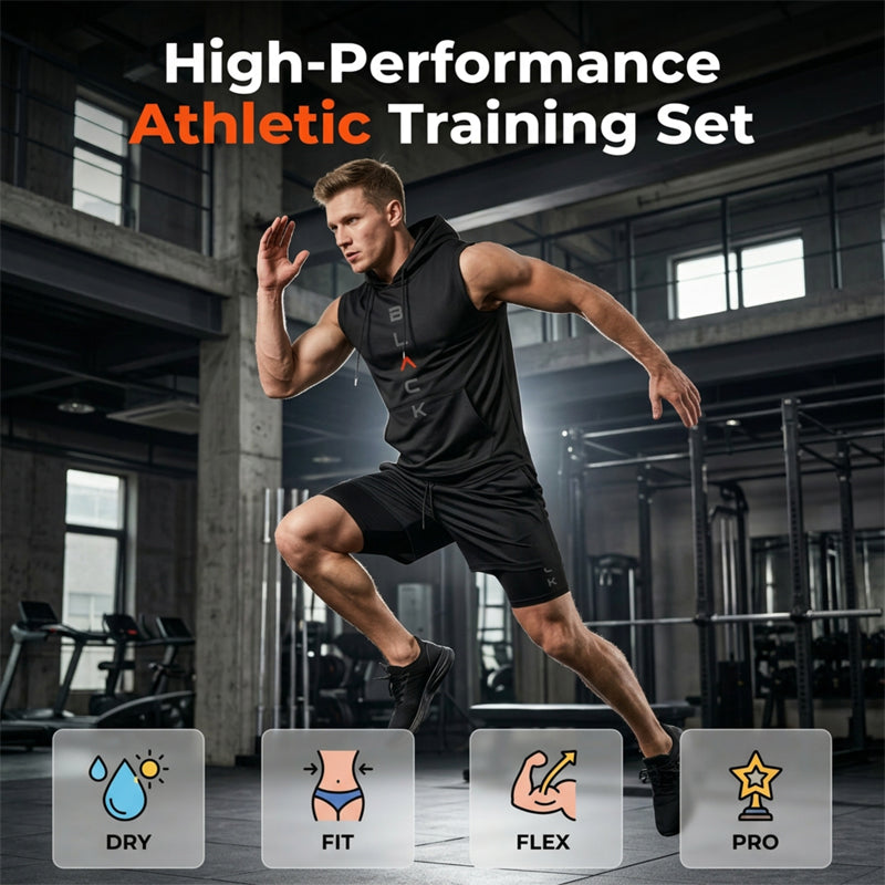 Gluschwein - ⌛ Nur noch 1 Woche – 50 % auf alles + kostenloser Versand! ⏰Herren Sport-Set – ärmelloses Hoodie & Shorts – atmungsaktiv, schnelltrocknend & bequem 🏃‍♂️💪