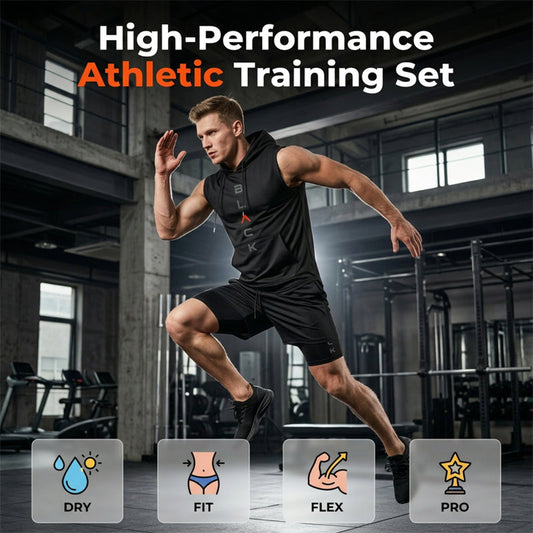 Gluschwein - ⌛ Nur noch 1 Woche – 50 % auf alles + kostenloser Versand! ⏰Herren Sport-Set – ärmelloses Hoodie & Shorts – atmungsaktiv, schnelltrocknend & bequem 🏃‍♂️💪