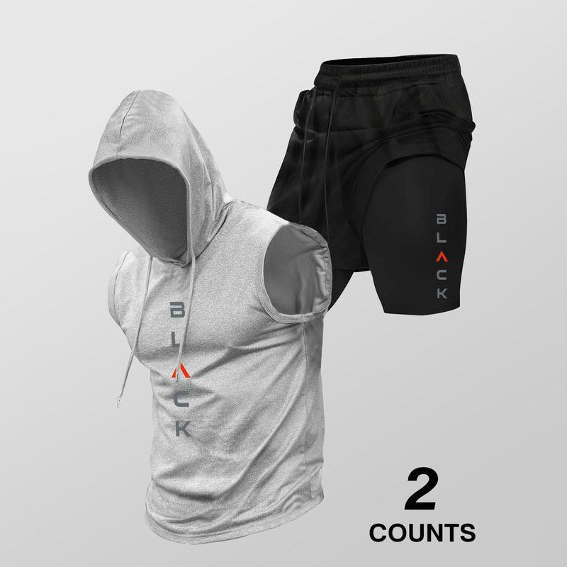 Gluschwein - ⌛ Nur noch 1 Woche – 50 % auf alles + kostenloser Versand! ⏰Herren Sport-Set – ärmelloses Hoodie & Shorts – atmungsaktiv, schnelltrocknend & bequem 🏃‍♂️💪