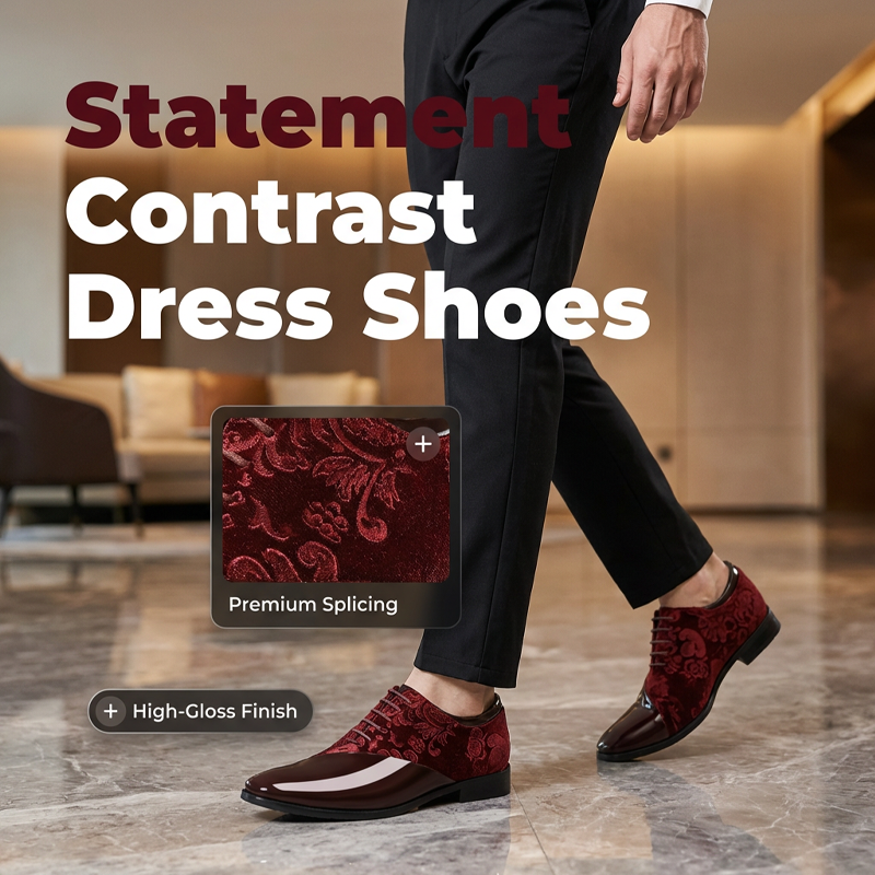🌞Fris De Lente In Met 49% Korting!🤵Luxe Heren Contrast Dress Shoes - Hoogglans & Premium Textuur - Perfect voor Bruiloft & Gala - Ergonomisch Comfort - De Ultieme Statement-Schoen