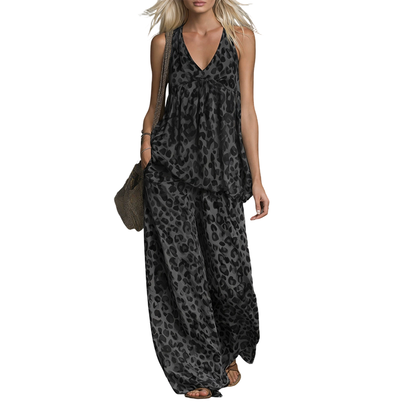 🐆🔥 50% RABATT ⏰ Bestseller: 50K+ verkauft 🩳 Leoparden-Print 2-teiliges Set – Neckholder-Top & weite Hose ✨ wild, luftig & perfekt für Sommer & Partynächte 💃