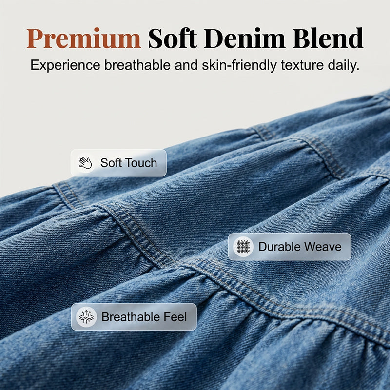 Gluschwein - 💙 50% RABATT+Versandkostenfrei! 👗 Damen Hochbund Stufenrock A-Linie Denim Maxirock – Figurumschmeichelnd, müheloser Chic & perfekt für jeden Tag 🌿