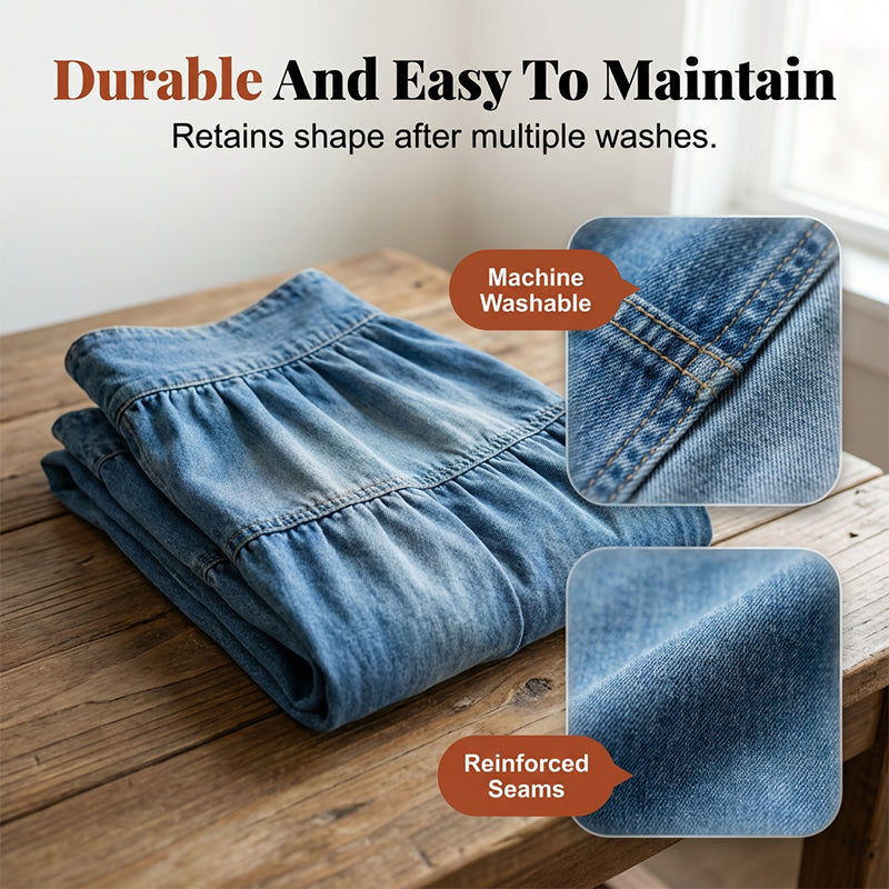 Gluschwein - 💙 50% RABATT+Versandkostenfrei! 👗 Damen Hochbund Stufenrock A-Linie Denim Maxirock – Figurumschmeichelnd, müheloser Chic & perfekt für jeden Tag 🌿