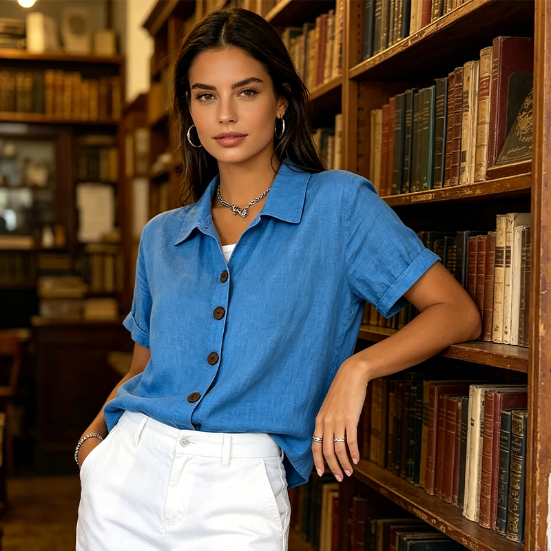 Gluschwein - Women's Summer Casual Cotton-Linen Shirt
