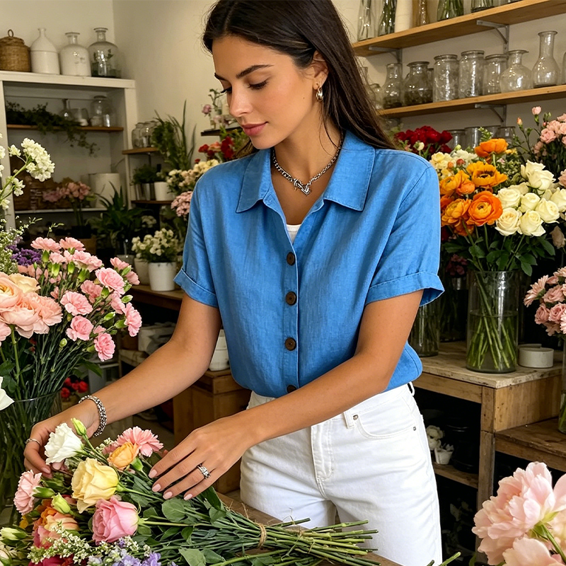 Gluschwein - Women's Summer Casual Cotton-Linen Shirt