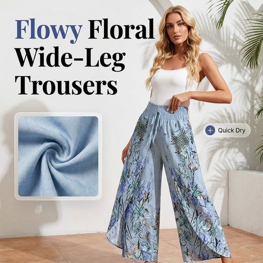 Gluschwein - Women's Printed Wide-Leg Drawstring Trousers