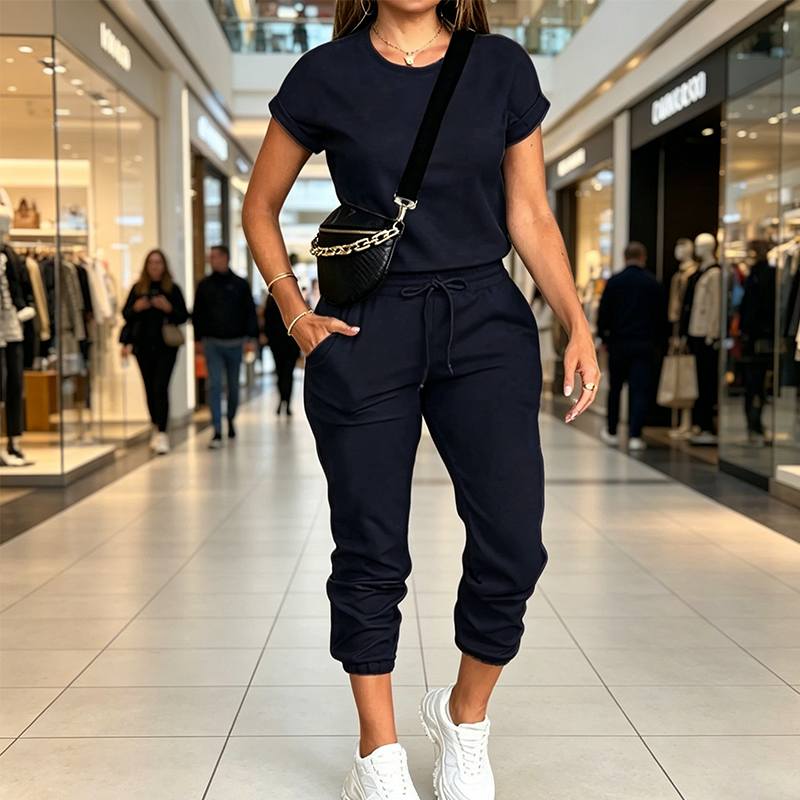 👕✨ Damen Trainingsanzug – Bequem, Taschen, Kordelzug, Lässig ✨