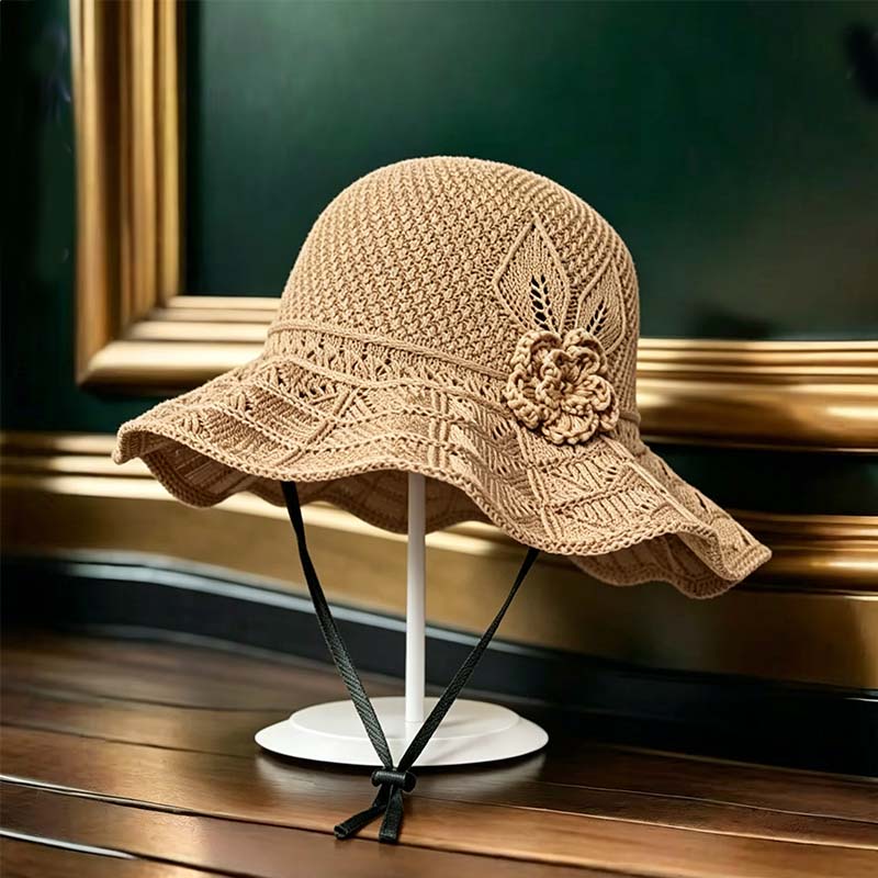 👒🌼 50% RABATT! Gehäkelter Damen-Bucket-Hat mit Blumenapplikation – Boho, sommerlich & handgefertigter Charme ✨