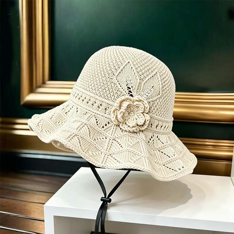👒🌼 50% RABATT! Gehäkelter Damen-Bucket-Hat mit Blumenapplikation – Boho, sommerlich & handgefertigter Charme ✨
