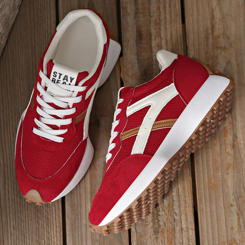 Retro-Sneaker mit Mesh-Obermaterial und Plateausohle für Damen