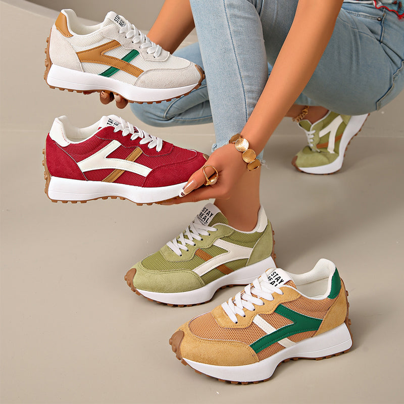 Retro-Sneaker mit Mesh-Obermaterial und Plateausohle für Damen