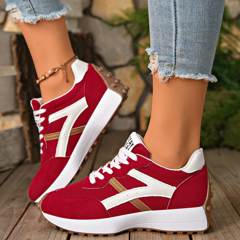 Retro-Sneaker mit Mesh-Obermaterial und Plateausohle für Damen
