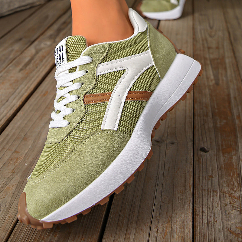 Retro-Sneaker mit Mesh-Obermaterial und Plateausohle für Damen